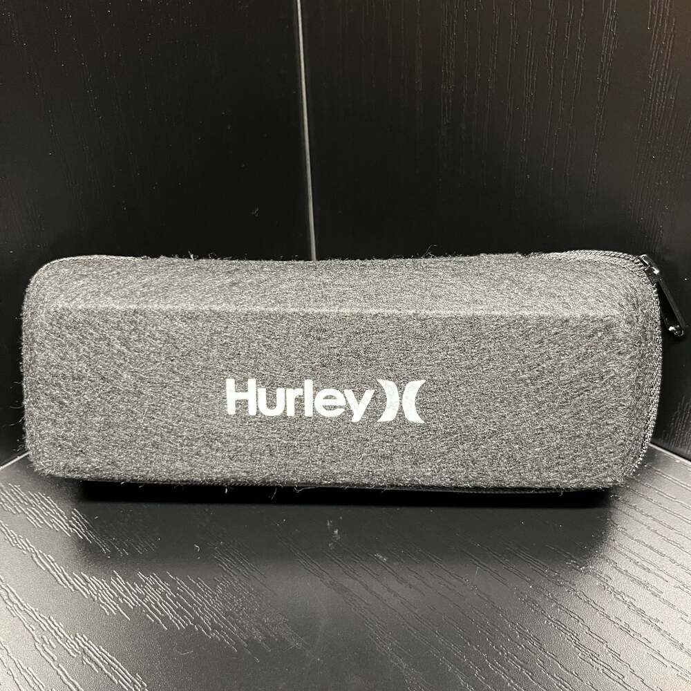 Hurley Hard Shell Zippered Sunglasses Case and Cleaning Cloth Grey